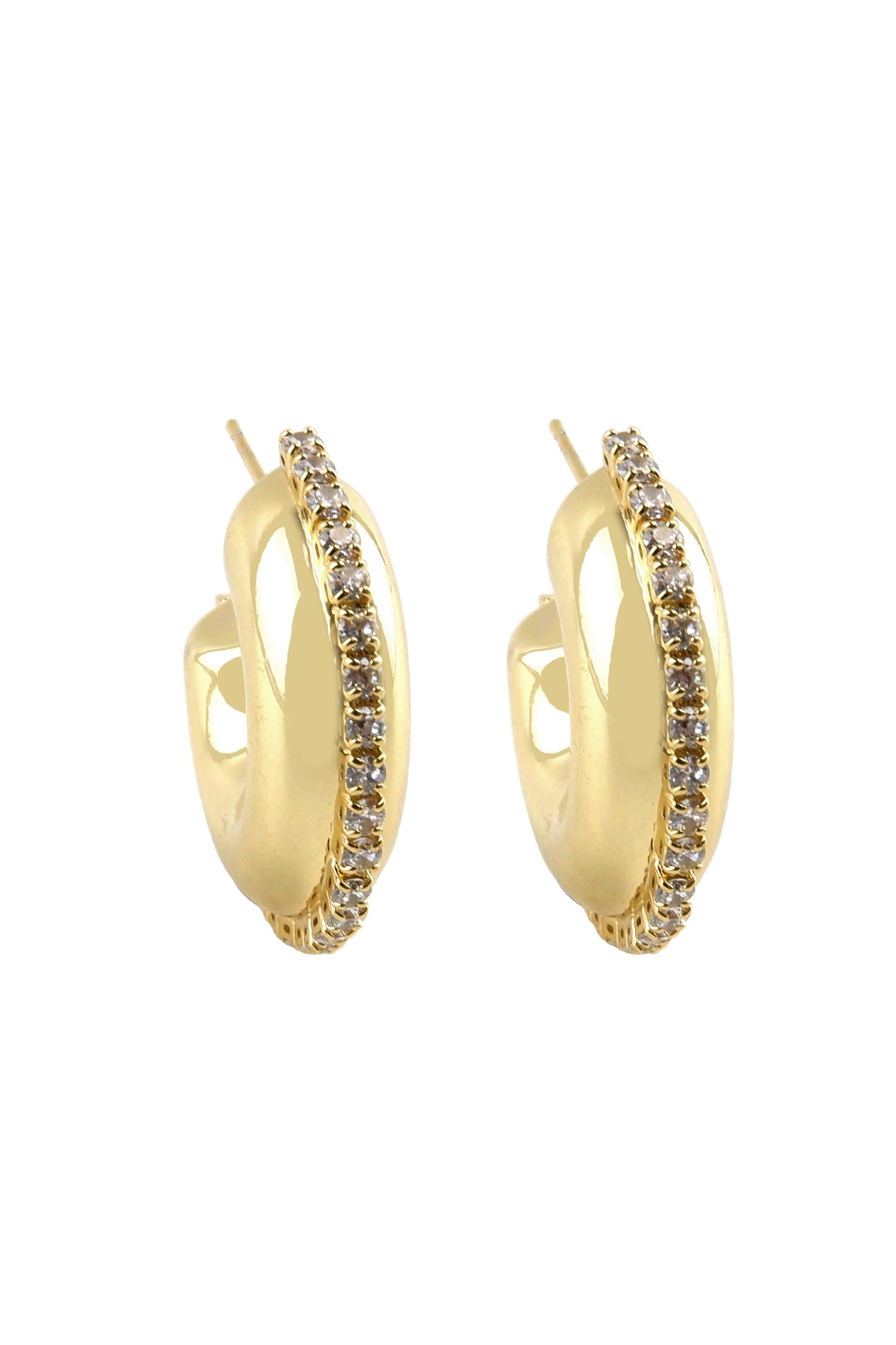  SOUTH MOON UNDER Chunky Cz Inset Hoop Earrings