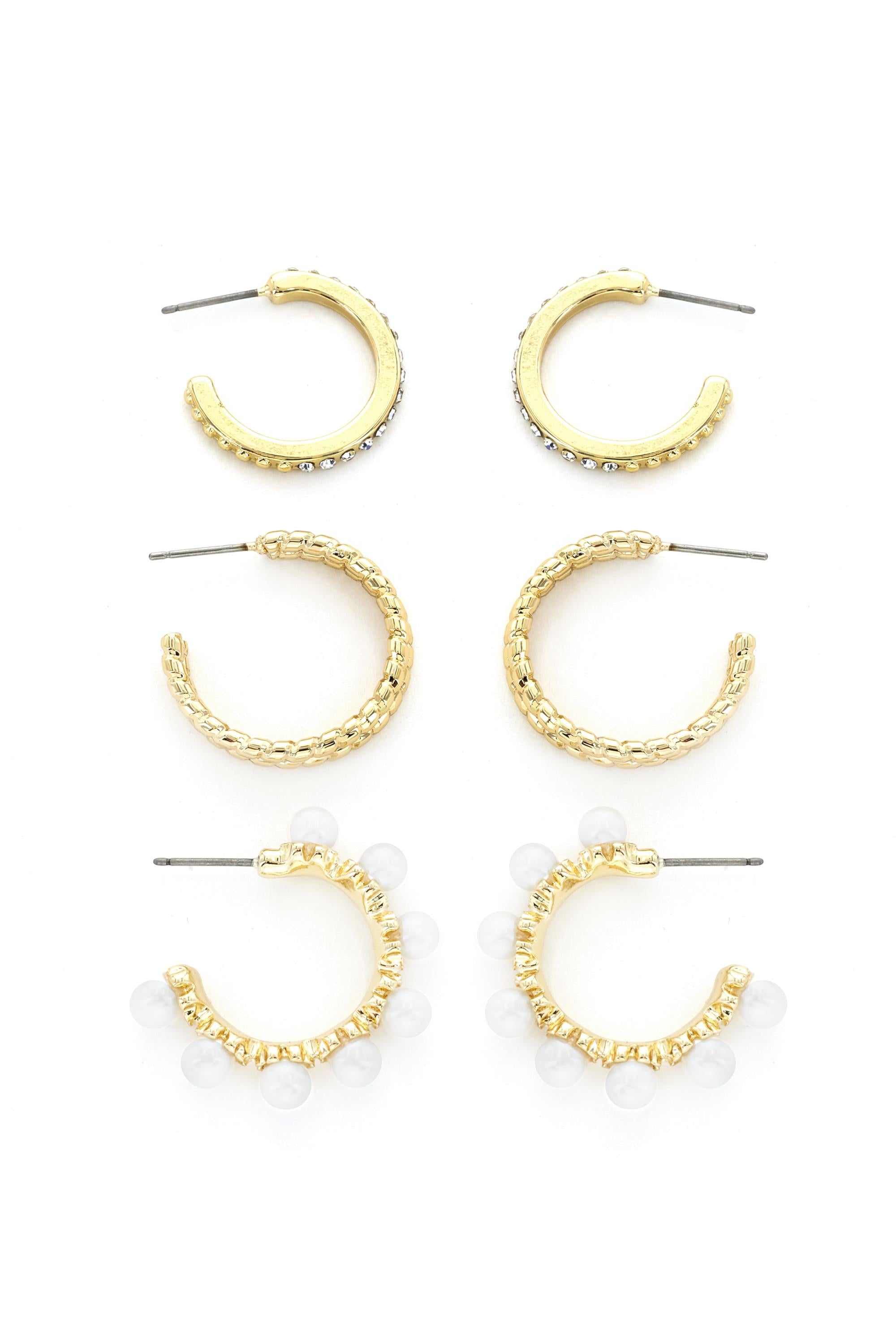  SOUTH MOON UNDER Set Of Three Hoop Earrings