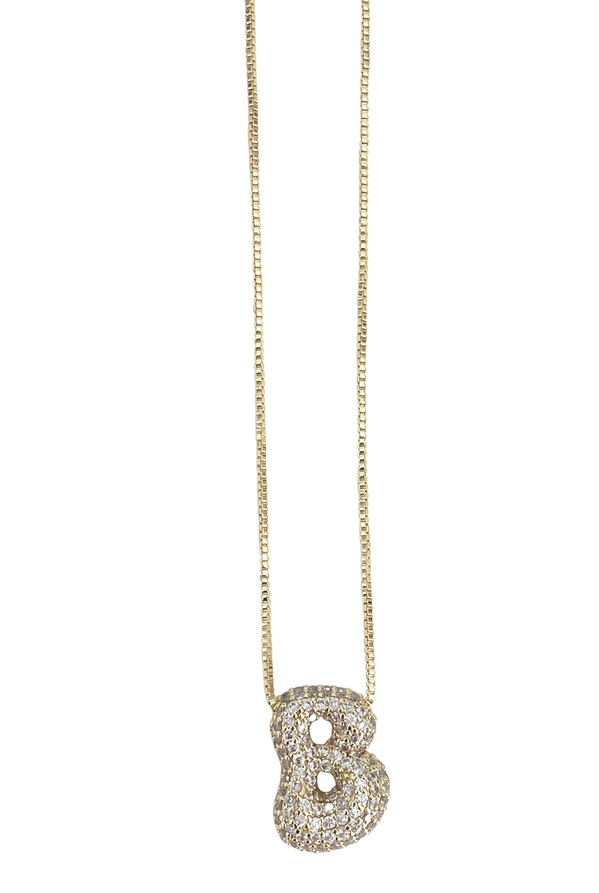  SOUTH MOON UNDER Pave Bubble Initial Necklace S