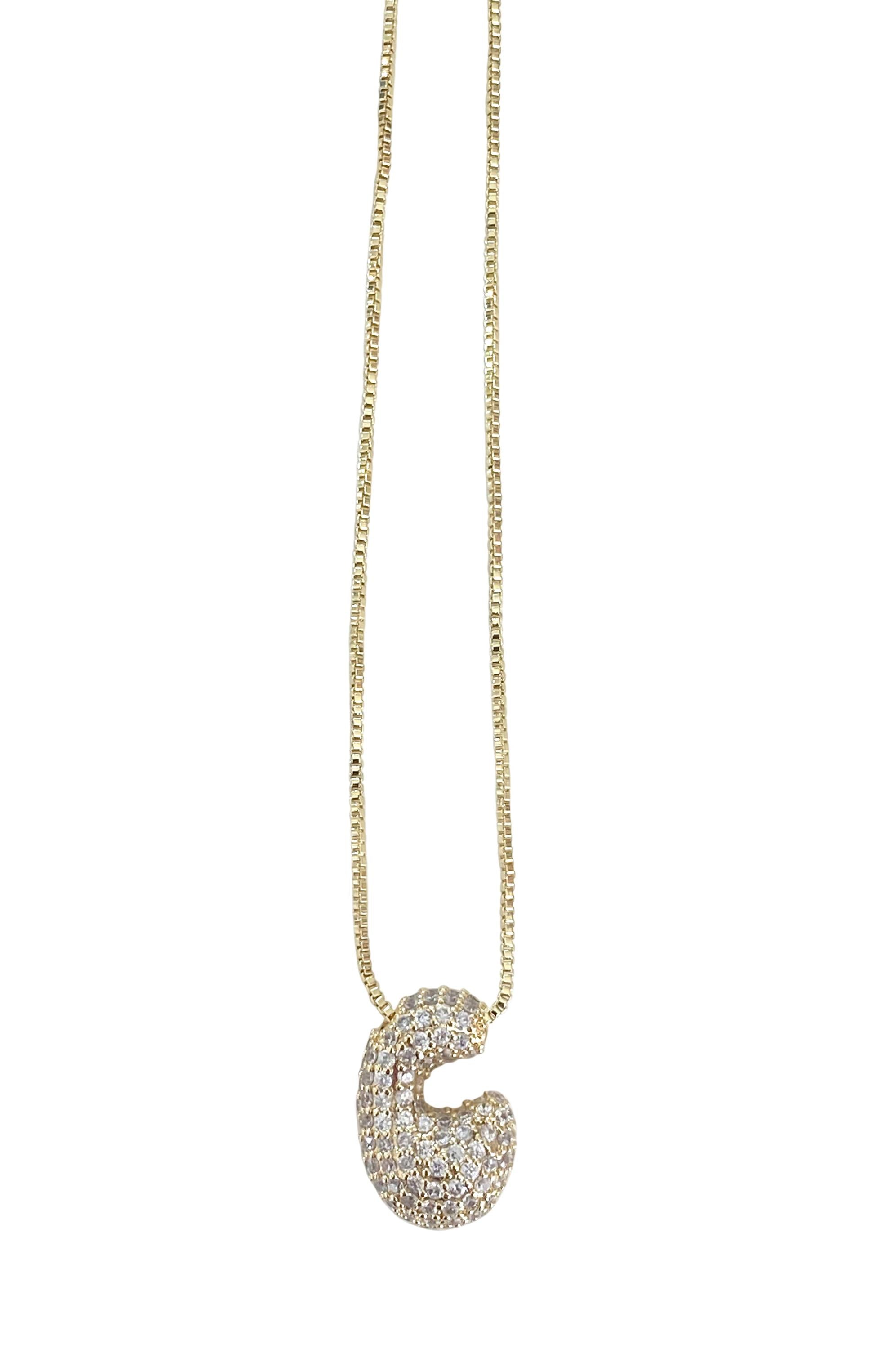  SOUTH MOON UNDER Pave Bubble Initial Necklace E