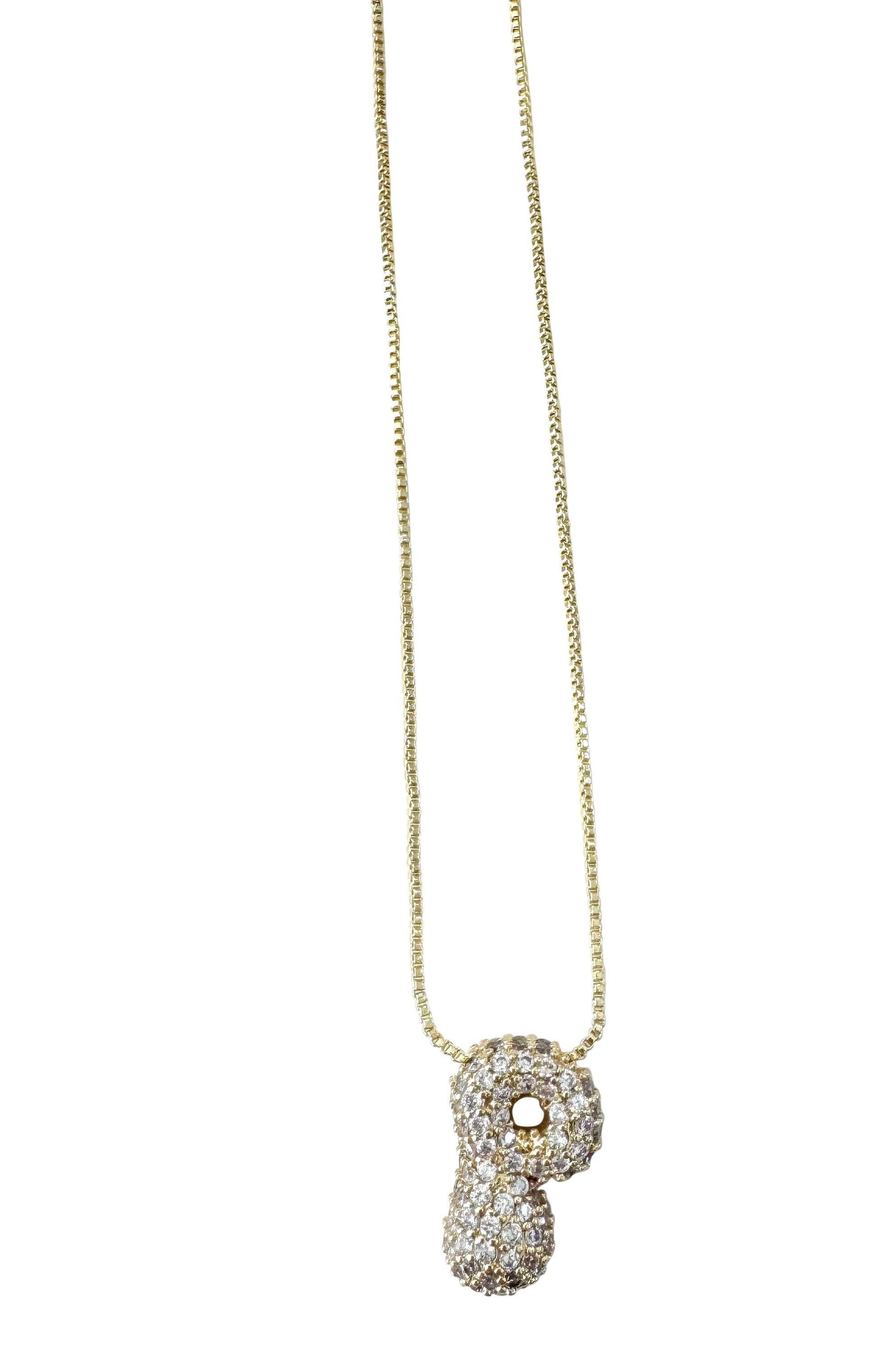  SOUTH MOON UNDER Pave Bubble Initial Necklace