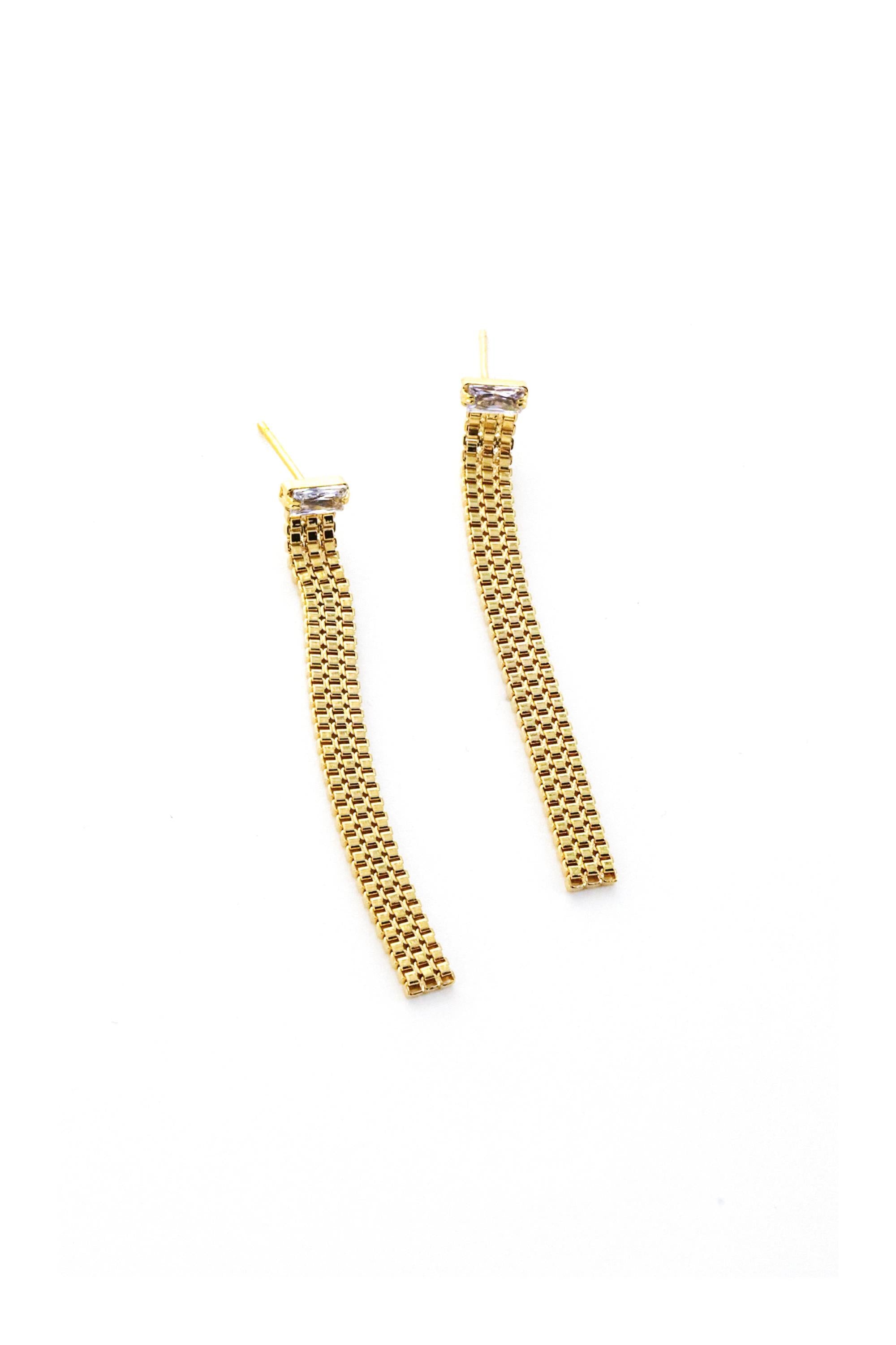  SOUTH MOON UNDER Gold Crystal Linear Earrings