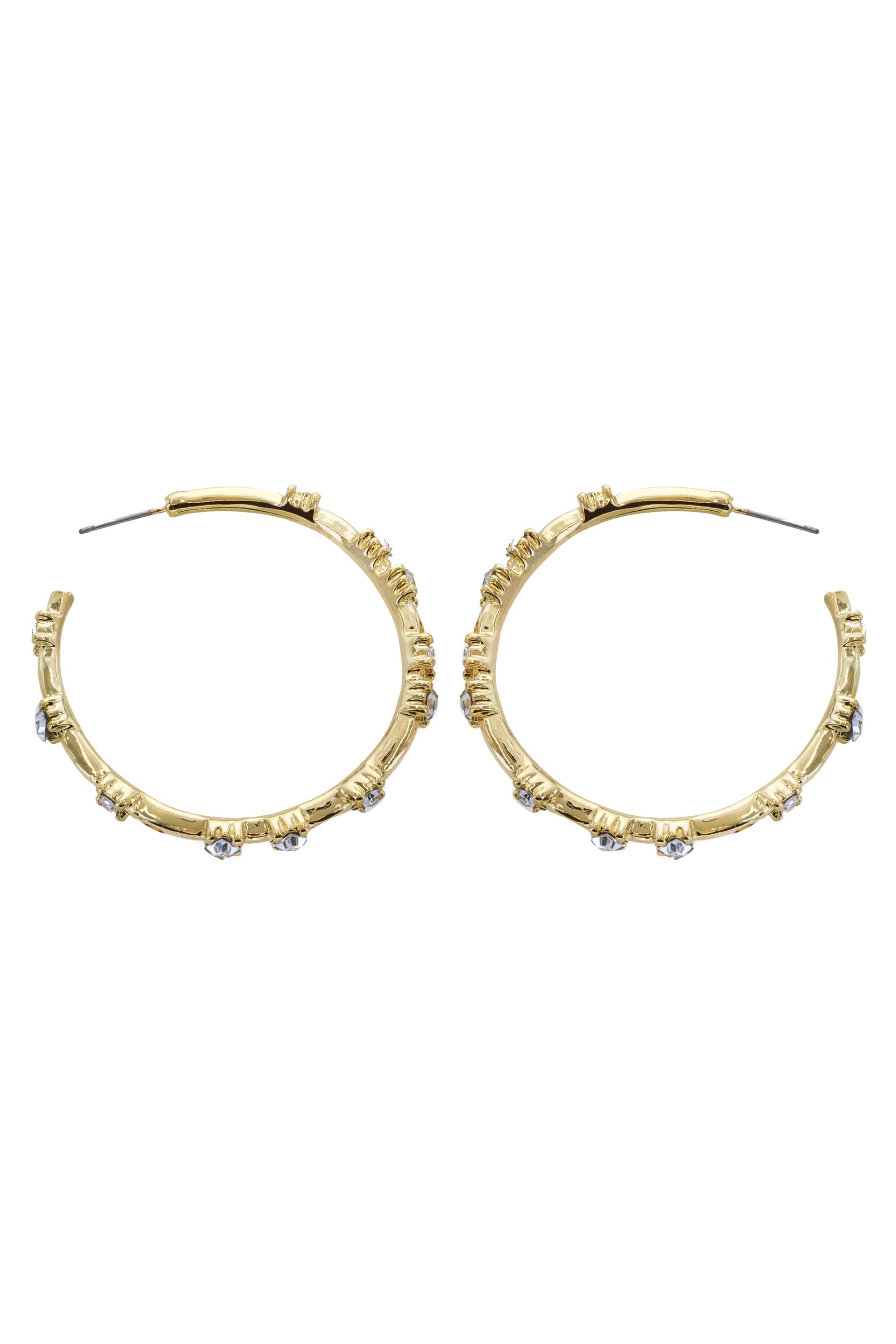  SOUTH MOON UNDER Gold Crystal Jewel Hoop Earrings