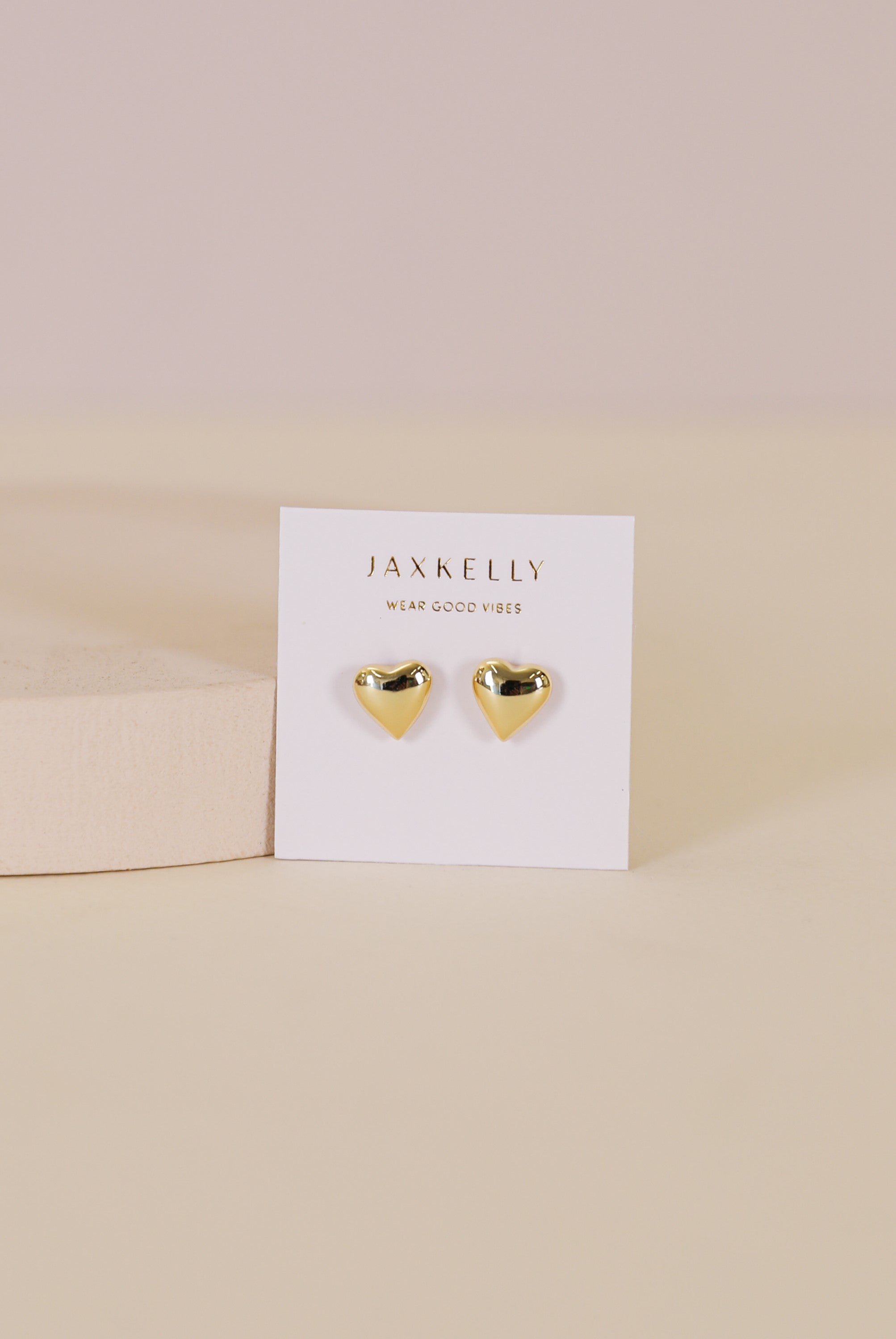  JAX KELLY Puffed Gold Heart Earrings