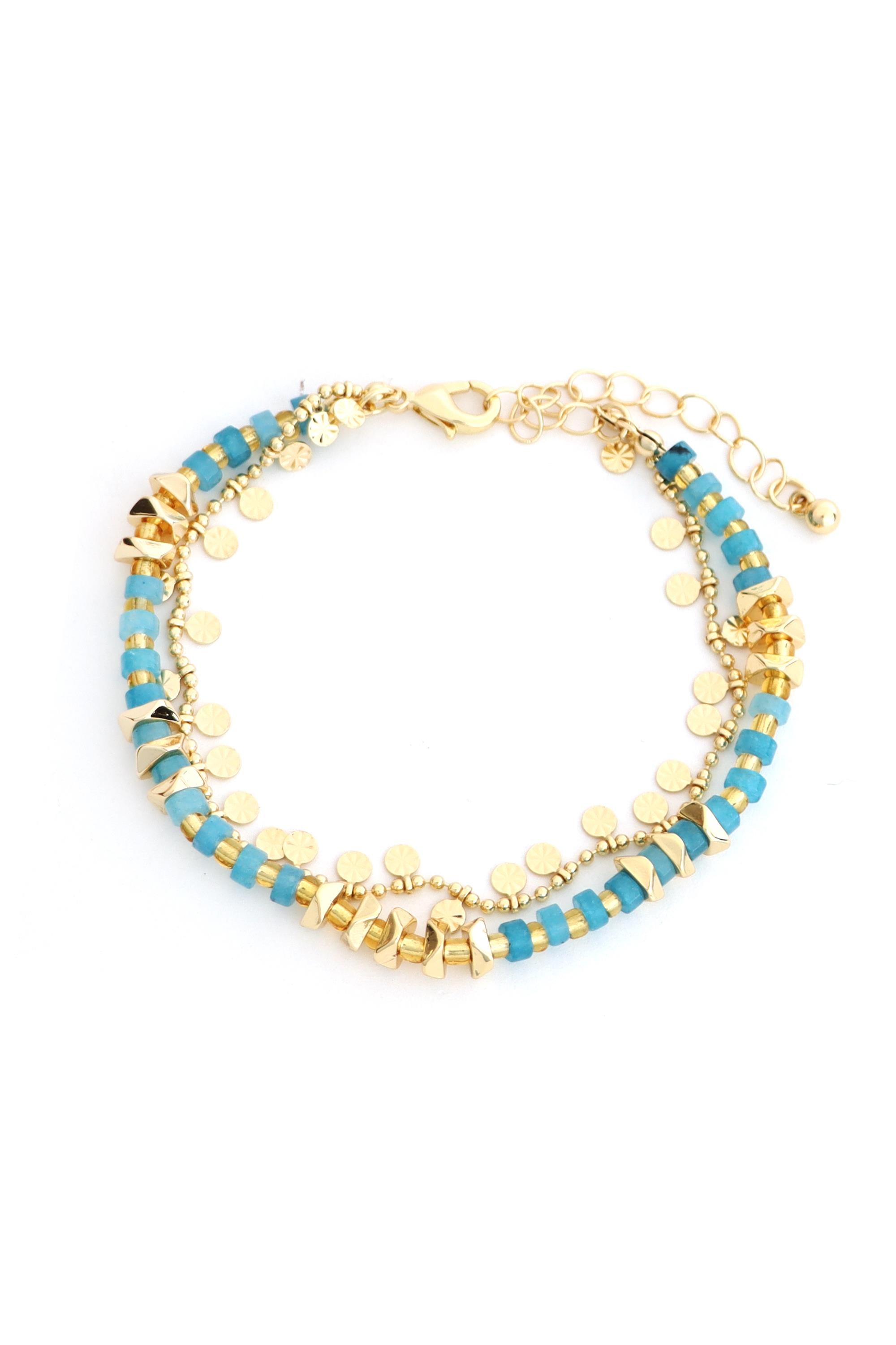  SOUTH MOON UNDER Blue Stone And Coin Bracelet